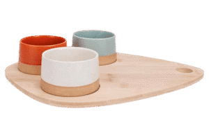 Aperitief set - serveerplank met 3 schaaltjes
