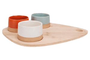 Aperitief set - serveerplank met 3 schaaltjes