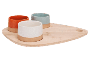 Aperitief set - serveerplank met 3 schaaltjes
