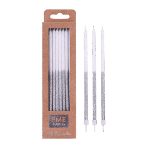 PME Candles Tall - Zilver glitter Kaarsen pk/16