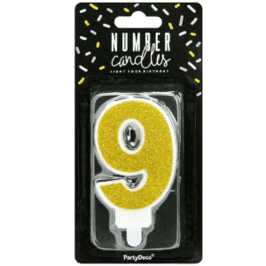 PartyDeco Verjaardag Kaars Nummer 9 - Goud