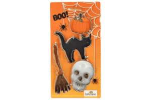 Birkmann Halloween Uitstekers  Set - Kat - Pompoen - Schedel - Bezem