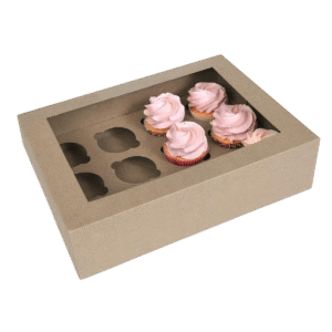 House of Marie Cupcake Doos met Venster Kraft 12 pk/2