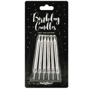 PartyDeco Verjaardag Kaarsen 6cm - Zilver-