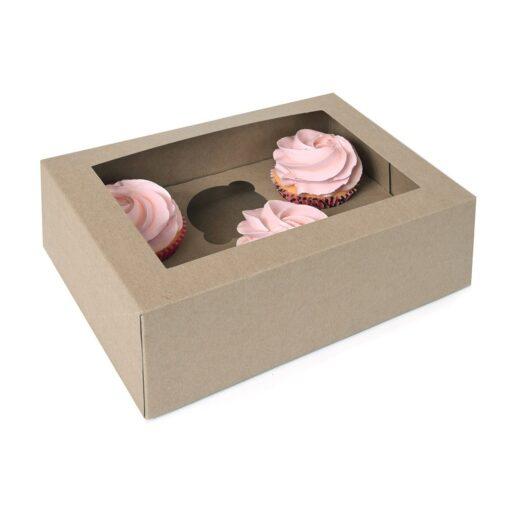 House Of Marie Cupcake Box 6 - Kraft -  pk/2