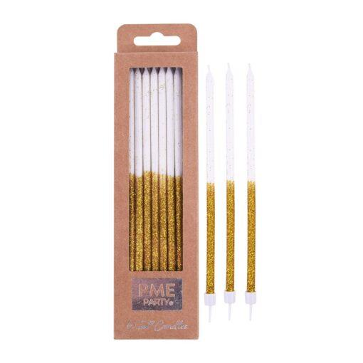 PME Candles Tall - Gold glitter Kaarsen pk/16