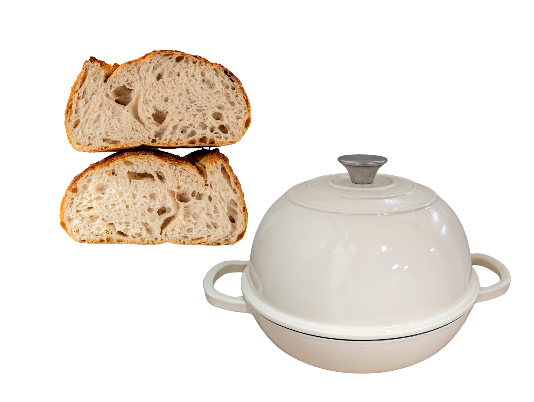 Broodbak bol – Gietijzer – Dutch oven - Ivory White - 26cm