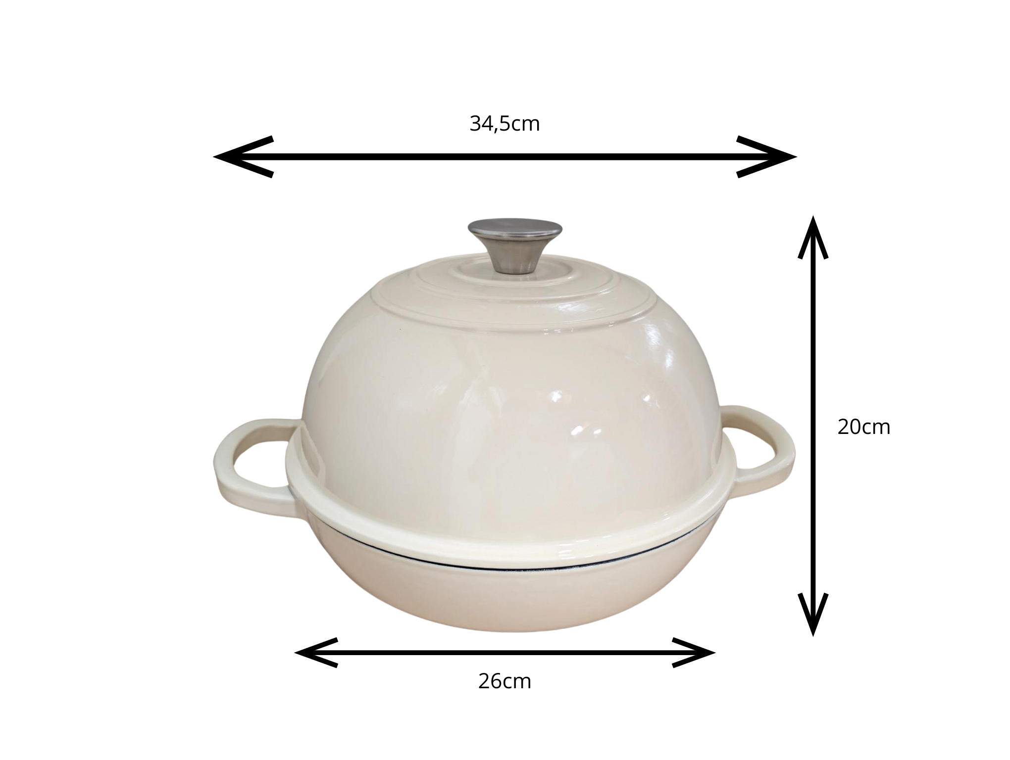 Broodbak bol – Gietijzer – Dutch oven - Ivory White - 26cm - Afbeelding 3